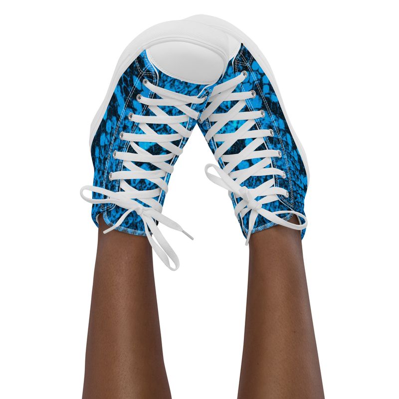 City Glory-Rare Blue Snake Motif Women’s high top canvas shoes
