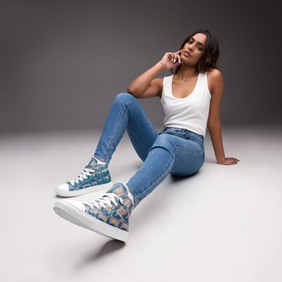City Glory-Singapore Sunbeam Snake Motif Women’s high top canvas shoes