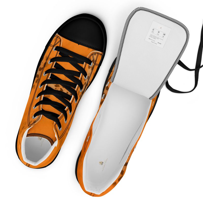 City Glory-Mumbai Leopard Orange Motif Women’s high top canvas shoes
