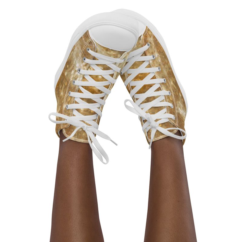 City Glory-Paris Diamond &amp; Gold Motif Women’s high top canvas shoes