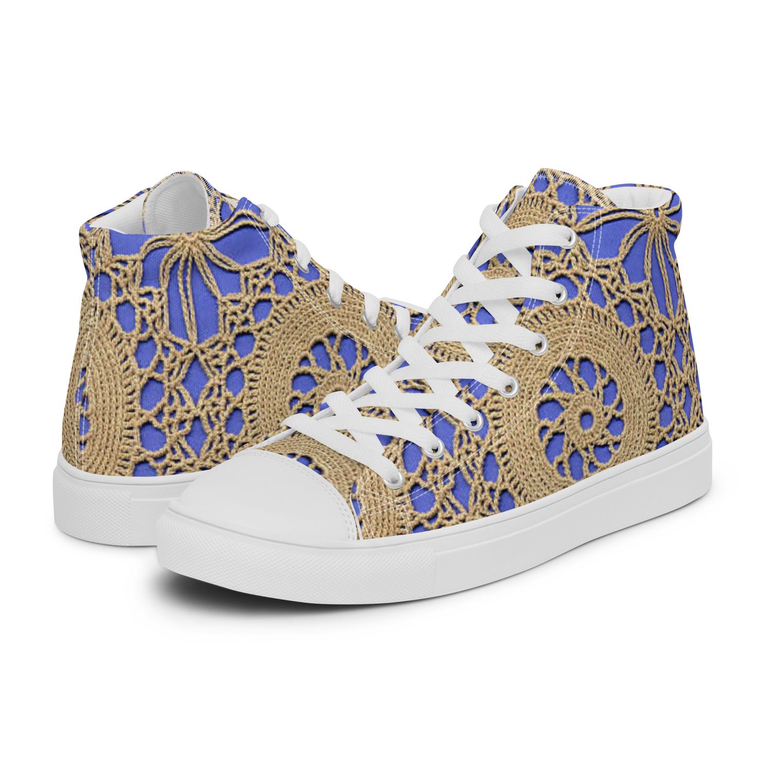 City Glory-Cancun Blue Lace Motif Women’s high top canvas shoes