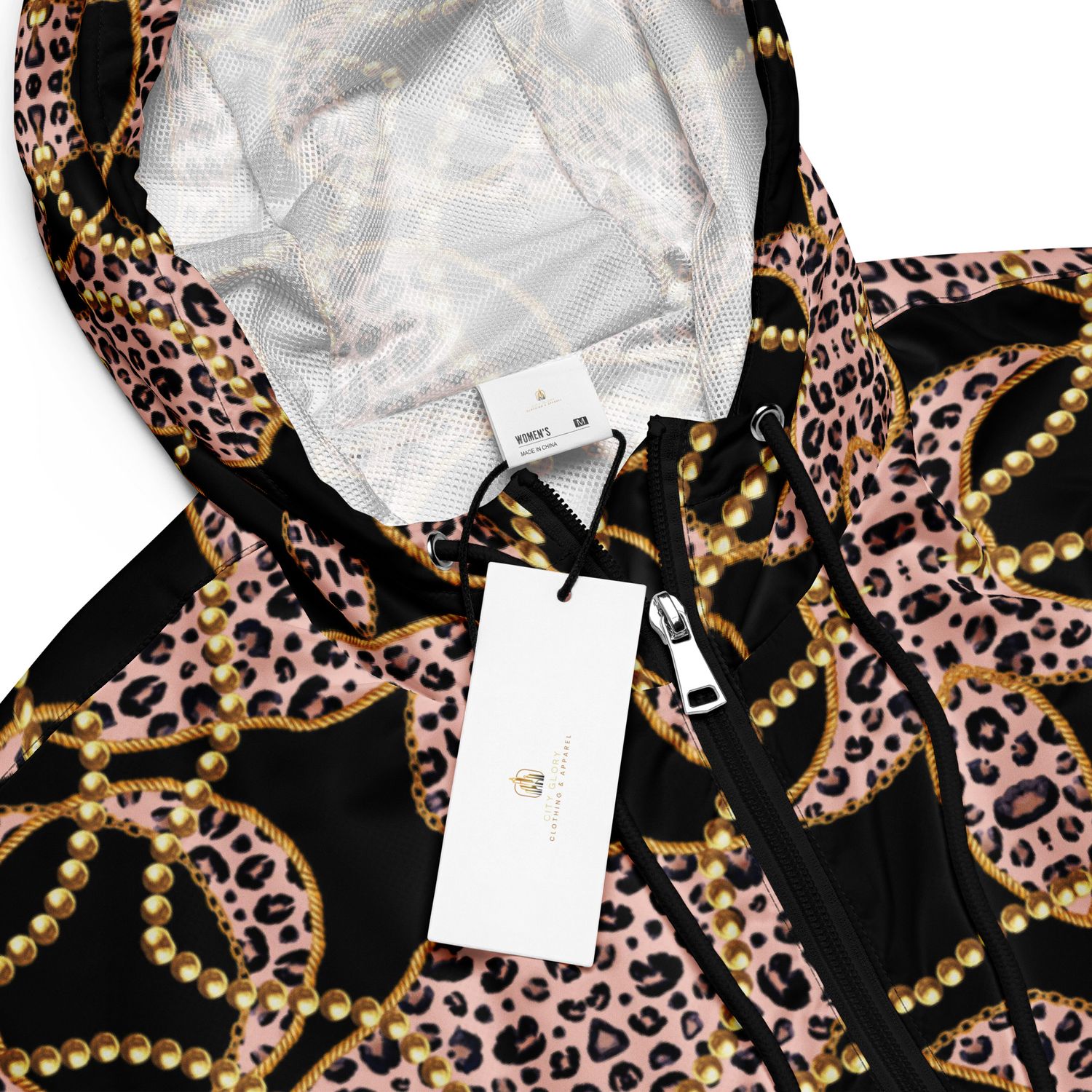 City Glory-Mumbai Leopard &amp; Diamonds Women’s cropped windbreaker