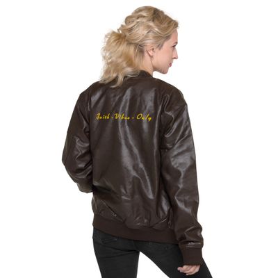 City Glory-Faith Abstract Leather Bomber Jacket