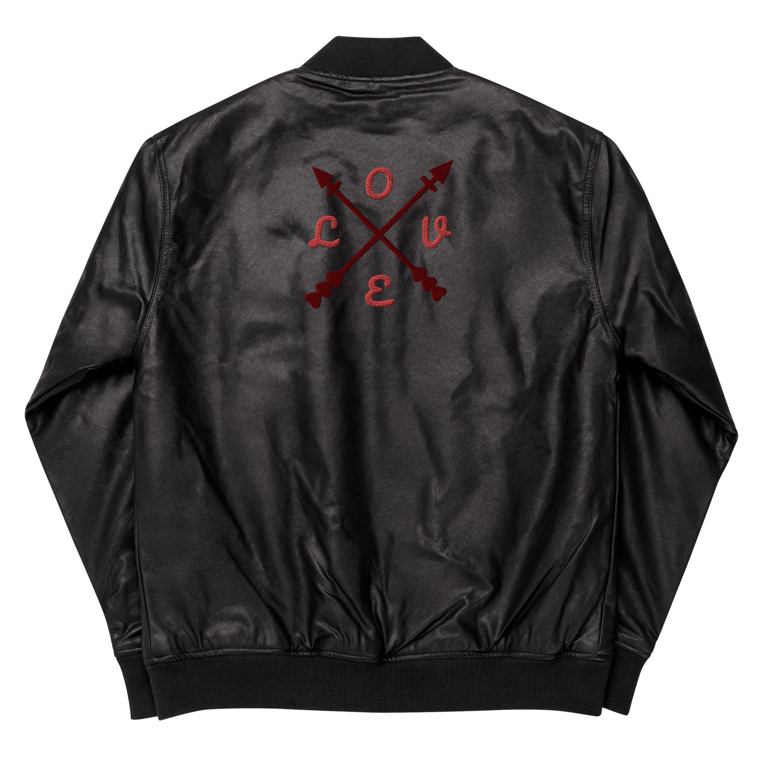 City Glory-Love Abstract Leather Bomber Jacket