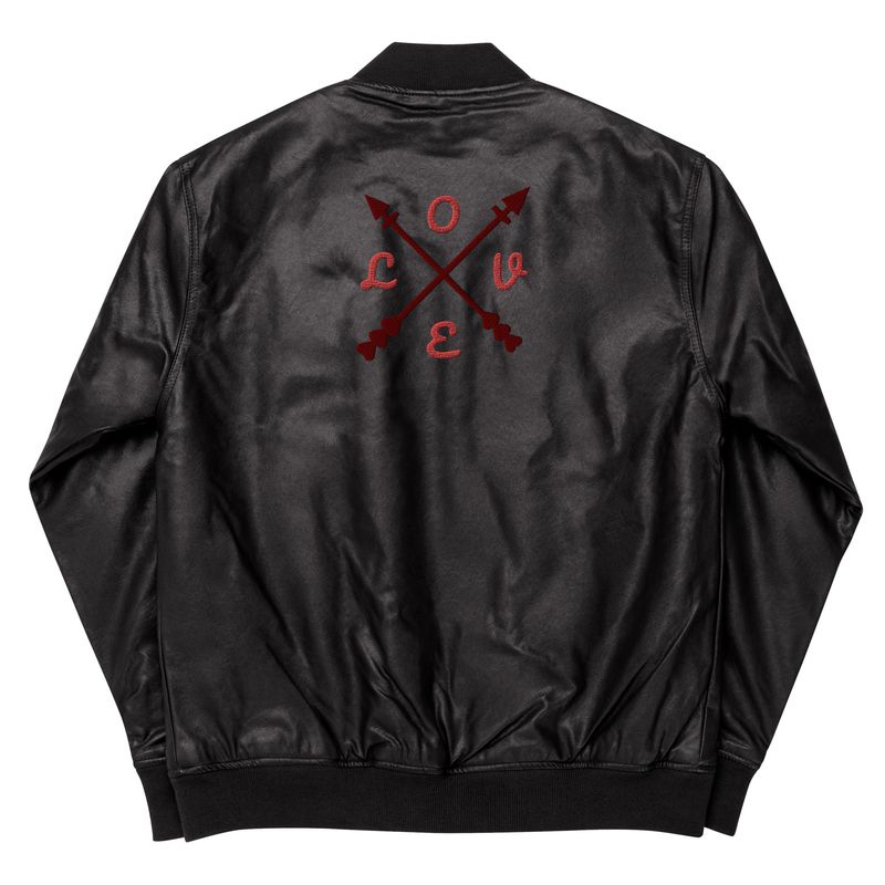 City Glory-Love Abstract Leather Bomber Jacket