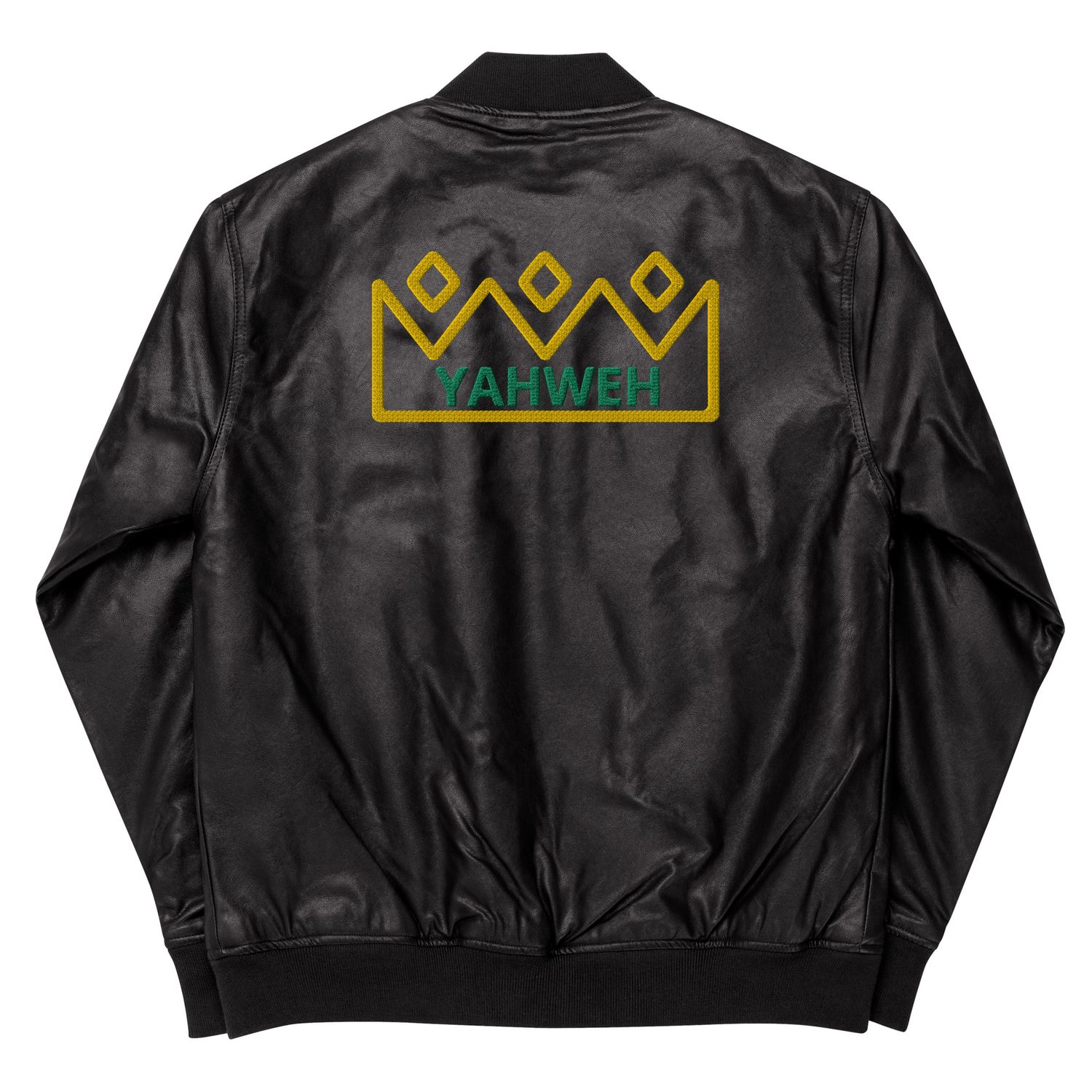 City Glory-Yahweh Abstract Leather Bomber Jacket