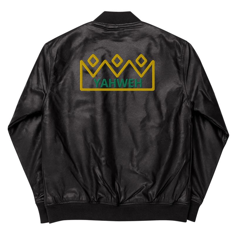 City Glory-Yahweh Abstract Leather Bomber Jacket
