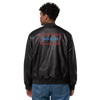 City Glory-Made in His Image Abstract Leather Bomber Jacket