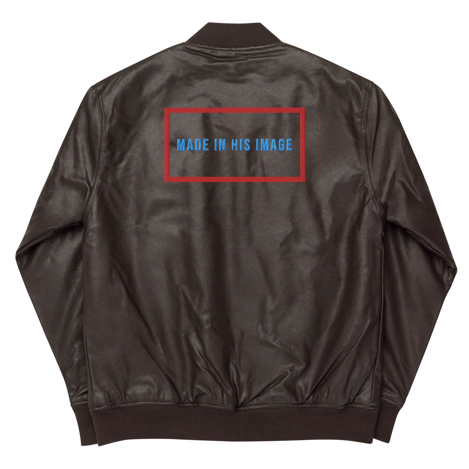City Glory-Made In His Image Abstract (Brown plus sizes) Leather Bomber Jacket