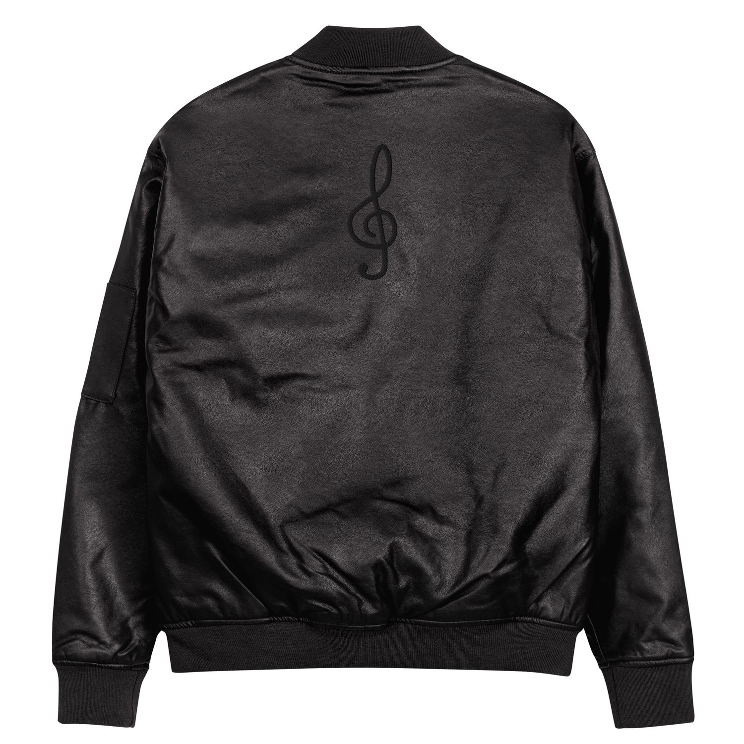 City Glory-Trebble Clef Abstract Leather Bomber Jacket