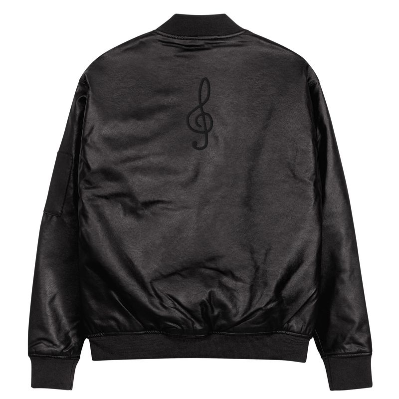 City Glory-Trebble Clef Abstract Leather Bomber Jacket