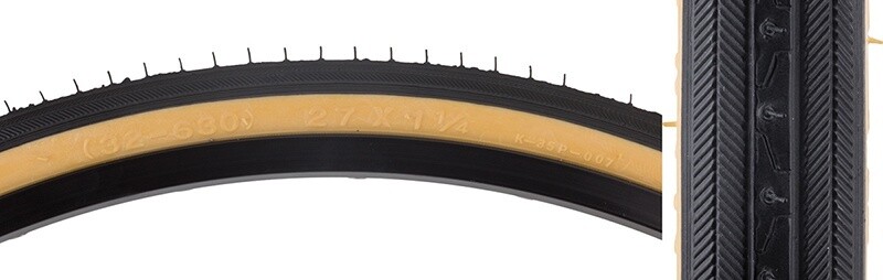 TIRE SUNLT 27x1-1/4 BK/GM RD HP90 WIRE