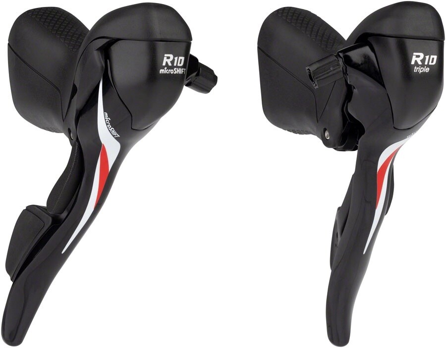 microSHIFT R10 Drop Bar Shift Lever Set - 3 x 10-Speed, Shimano Compatible, Black