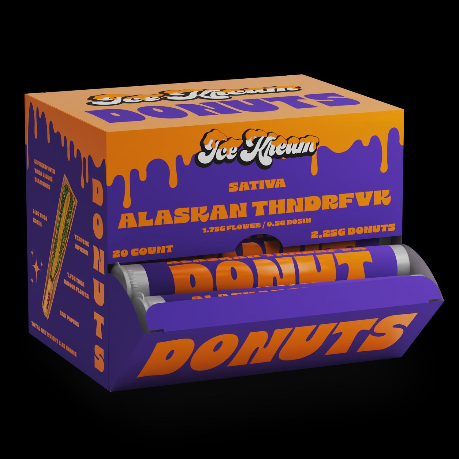 Ice Kream Donut 2g Rosin Preroll Box (20 ct) [wholesale], Flavor: Alaskan Thunder Fuck