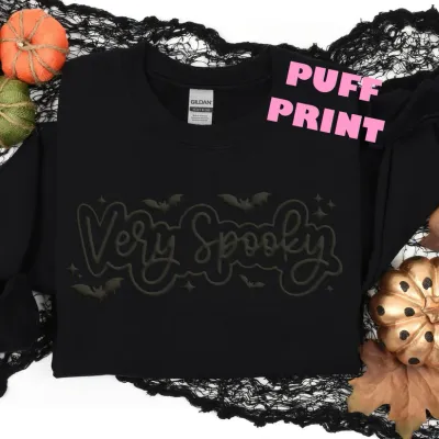 Very Spooky PUFF Print Tone on Tone Sweatshirt