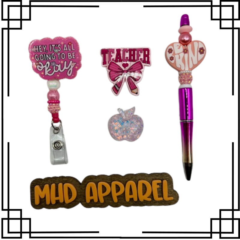 Positivity Teacher Badge Reel &amp; Pen Set