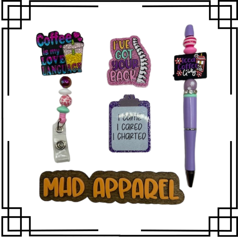 Coffee Lover/I&#39;ve Got Your Back Badge Reel &amp; Pen Set