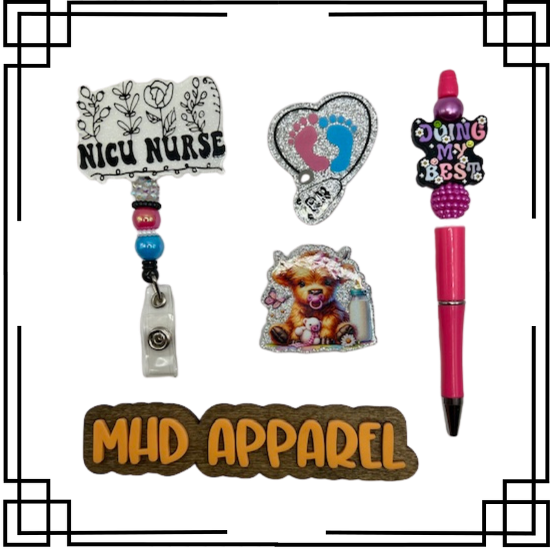 NICU Nurse Badge Reel &amp; Pen Set