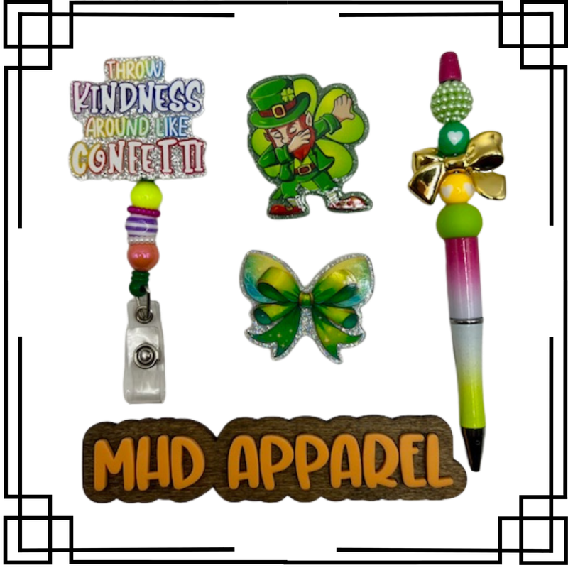 Lucky Leprechaun Badge Reel &amp; Pen Set