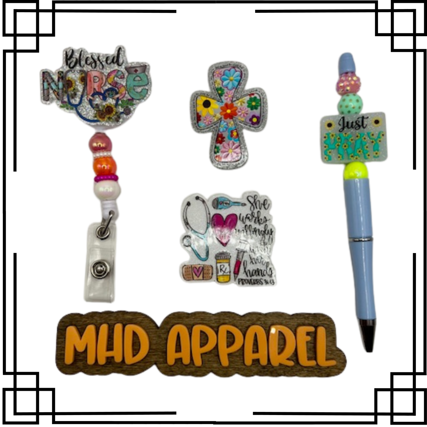 Blessed Nurse Badge Reel &amp; Pen Set