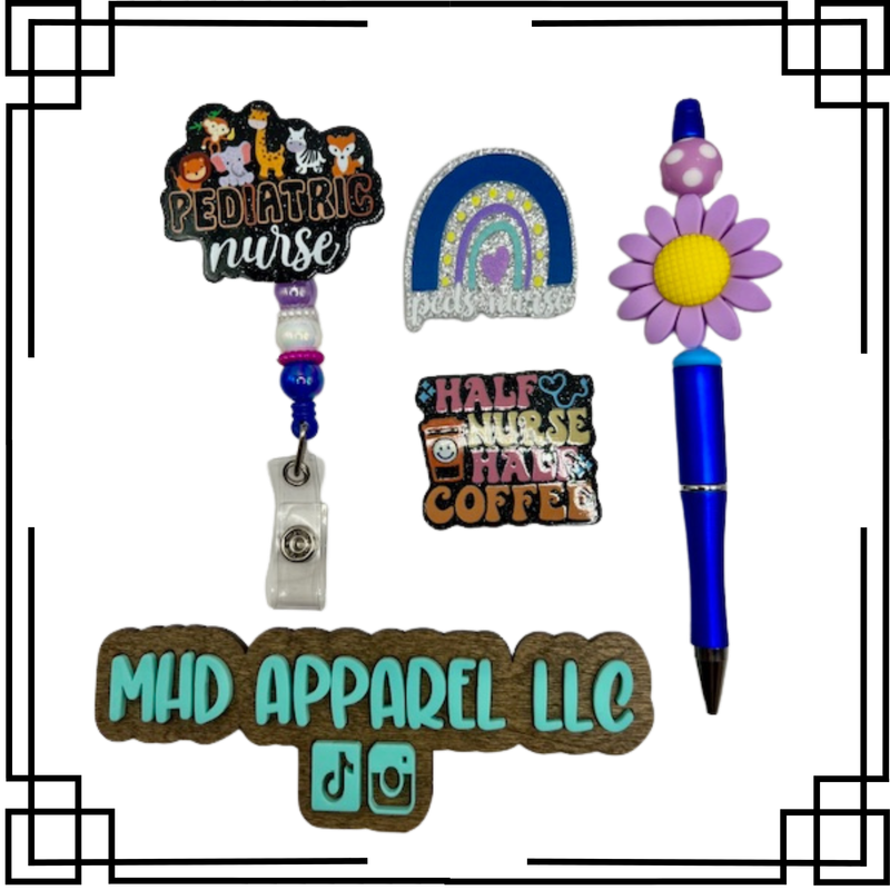 Pediatric Nurse Badge Reel &amp; Pen Set