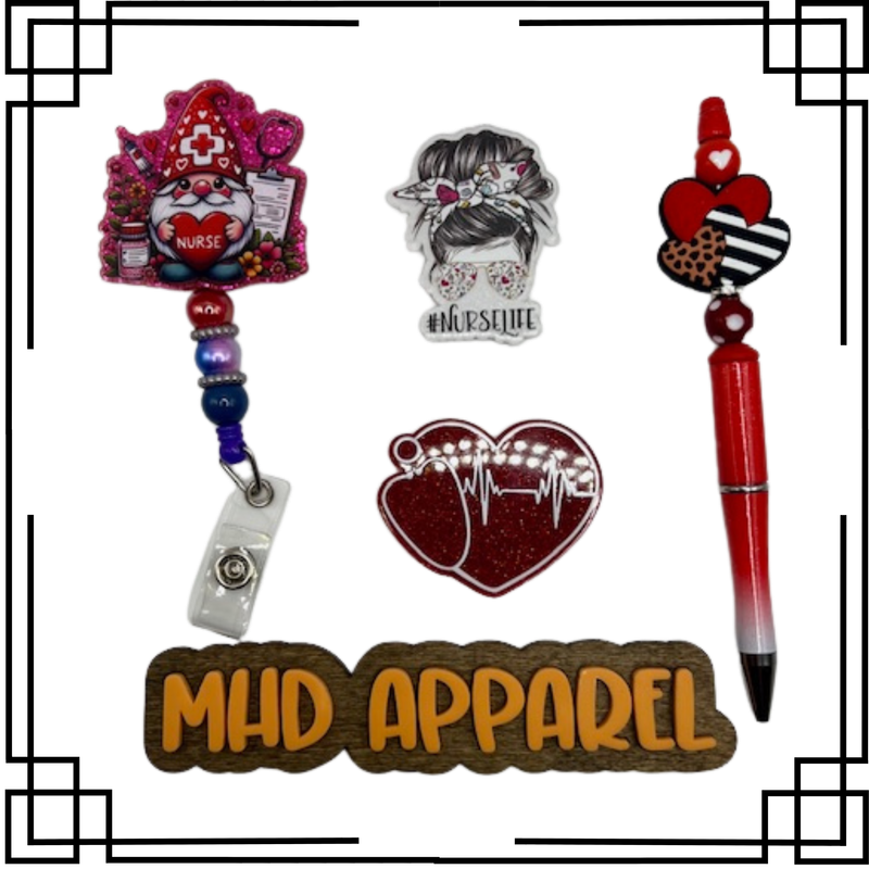 Gnome Nurse Badge Reel &amp; Pen Set