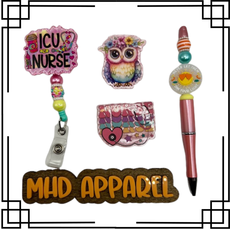 ICU Nurse Badge Reel &amp; Pen Set