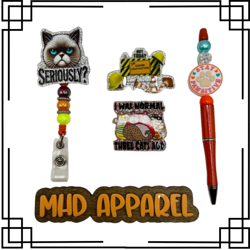 Seriously? Cat Badge Reel &amp; Pen Set