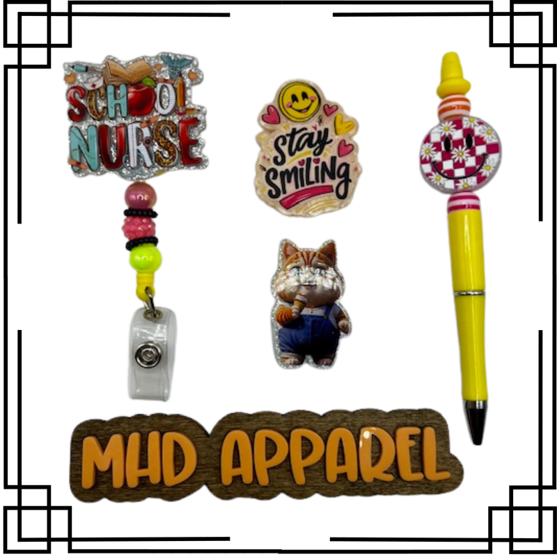 School Nurse Badge Reel &amp; Pen Set