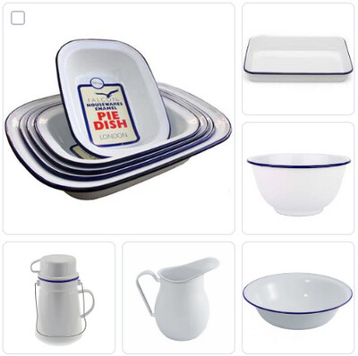 Falcon Enamelware Range - White &amp; Blue