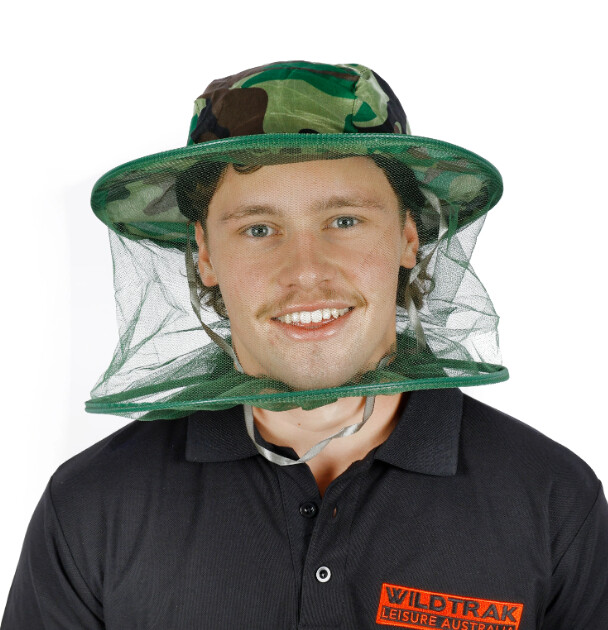 Head Net Range, Title: Camo hat with net