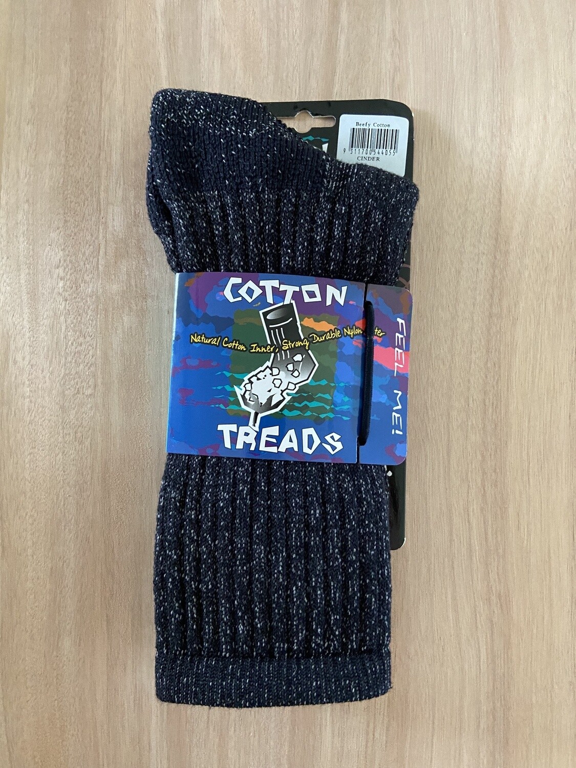 Cotton Treads Beefy Cotton Sock Range, Size: Small 2-8, Color: Cinder