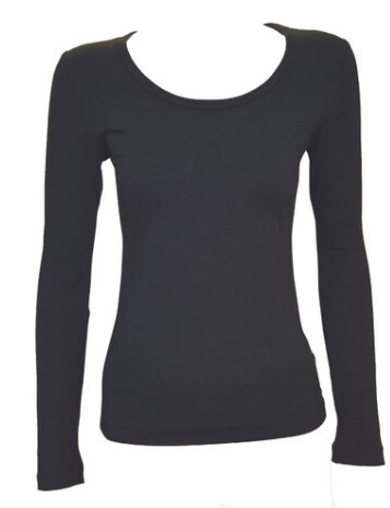 Bamboo Textiles Womens Long Sleeve Shirt, Color: Black, Size: 8