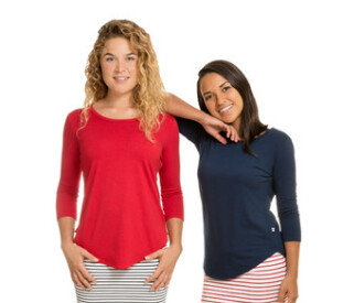 Bamboo Textiles Womens 3/4 Sleeve Lucy Yoga Tee