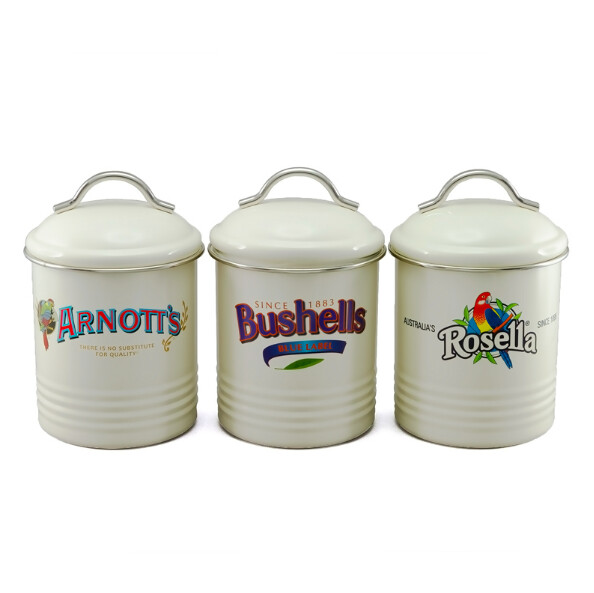 Australian Heritage Enamel Cannisters Range, Title: Cannister Set - Cream