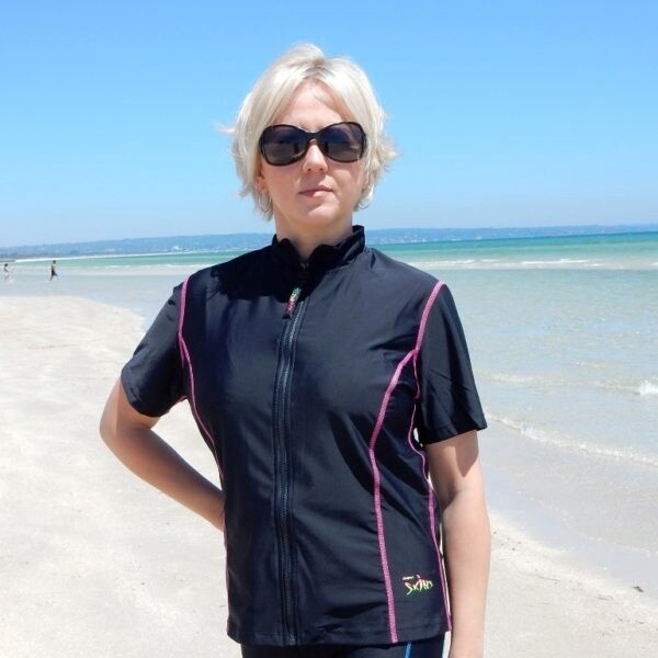 Radicool Adults Zip Sun Shirt -  Black, Size: XSmall