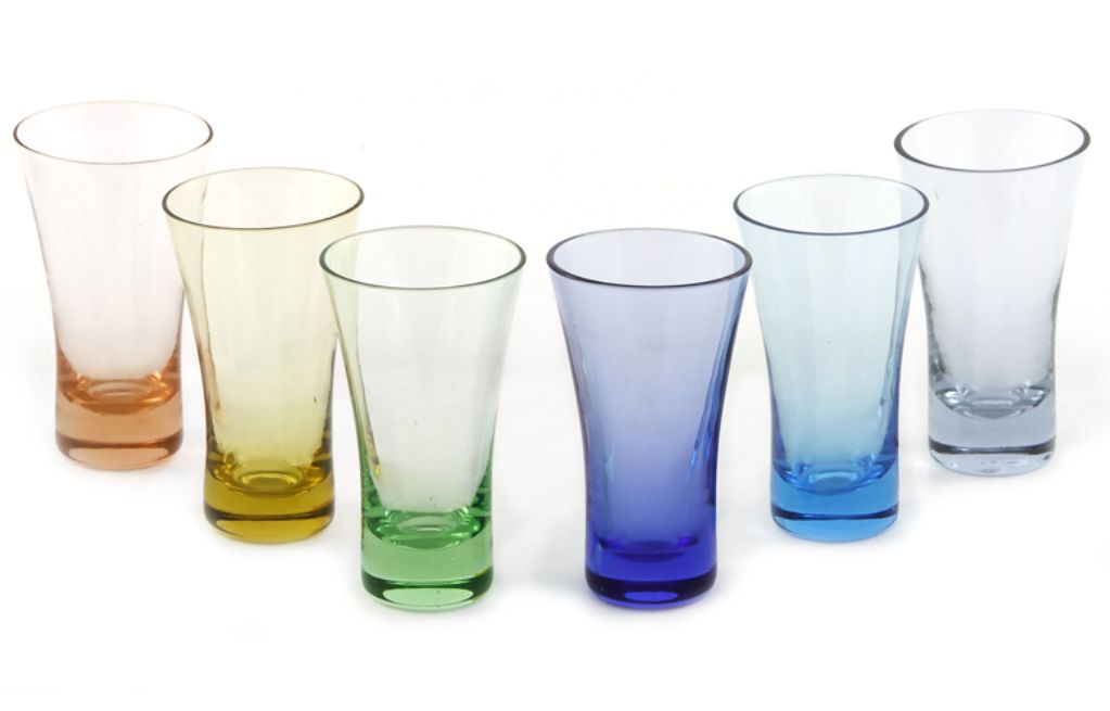 Coloured Glass Shot Glasses 6 Pack