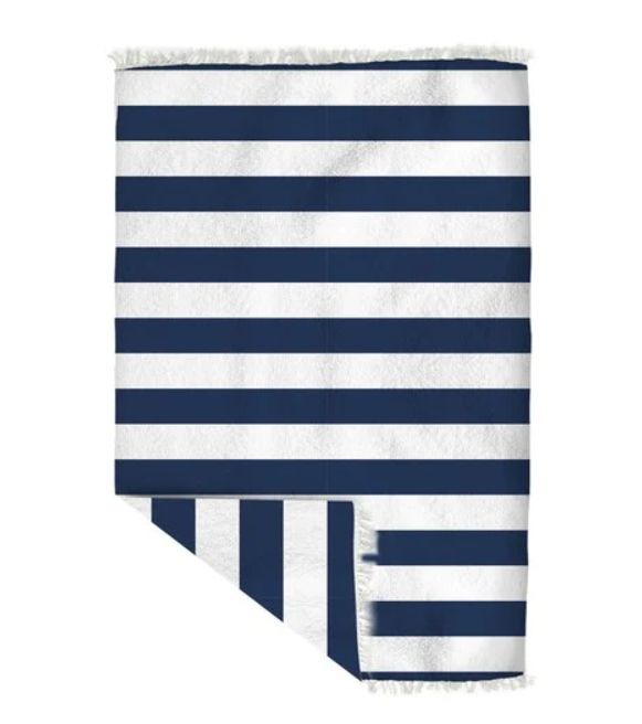 Good Vibes Jumbo Beach Towels, Colour: Navy &amp; White