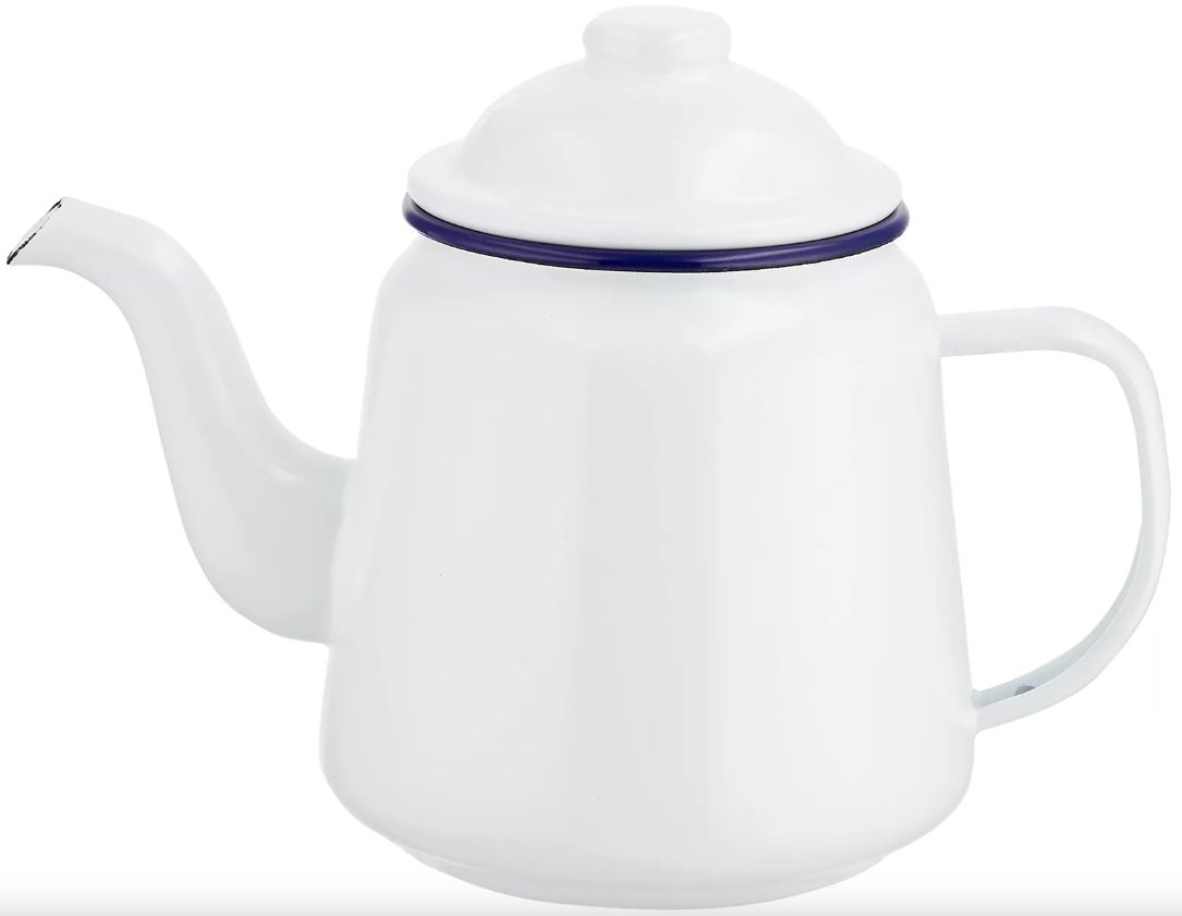 Falcon Enamelware Range - White &amp; Blue, Title: Teapot 950ml