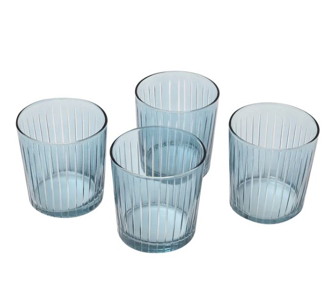 Sicillia Blue Glass Drinkware Range, Size: 380ml Tumbler 4 Pack