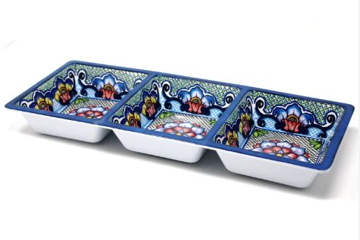 Prepara Three Section Taco Tray - Blue