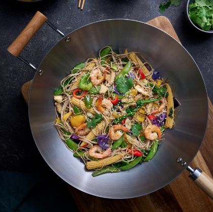 Pyrolux Carbon Steel Wok with Handle