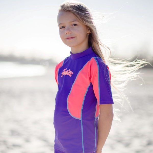 Radicool Kids Panel Sun Shirt - Purple &amp; Coral, Size: 1