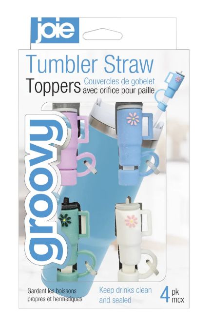 Joie Groovy Tumbler Straw Toppers 4 Pack