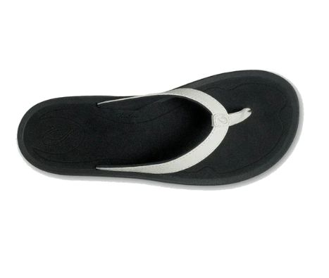 Olukai Kulapa Kai Womens Thong - White, Size: 11, Color: Black/White