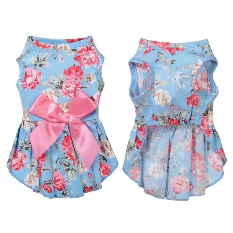FLORAL DRESS WITH LARGE PINK BOW