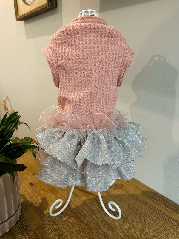 BOUTIQUE PINK AND SILVER DRESS