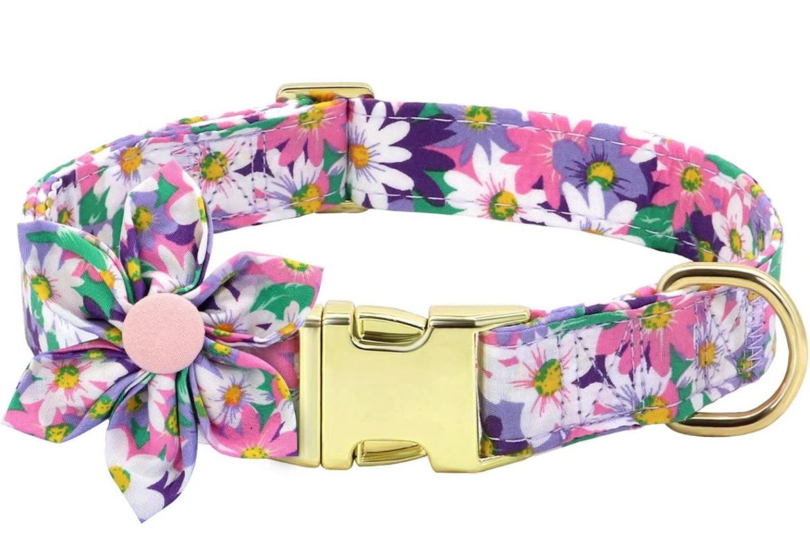 PURPLE FLORAL DOG COLAR