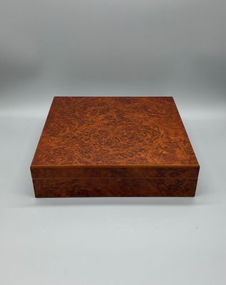 Humidor Burl Finish 15-20 Cigars, Solid Top
