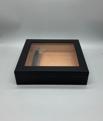 Humidor Black Finish, 15-20 Cigars, Glass Top
